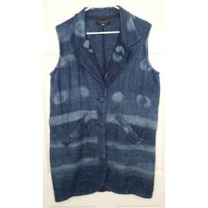 Joan McGee Small Art to Wear Long Vest Shibori Dyed Cardigan Top